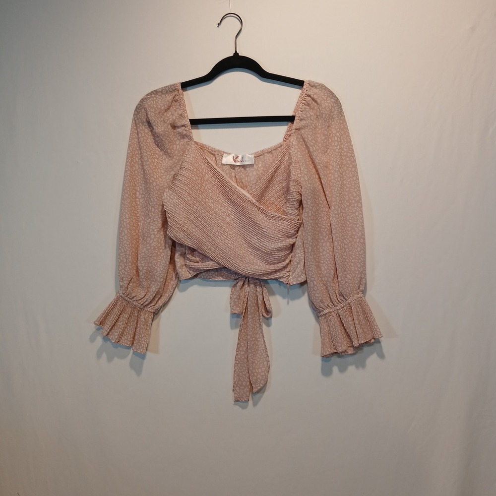 Krush szM wrap crop boho leopard coquette cottage fairy chic peasant soft angel
